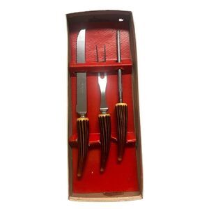 Mid Century modern utensil set horn look handles
